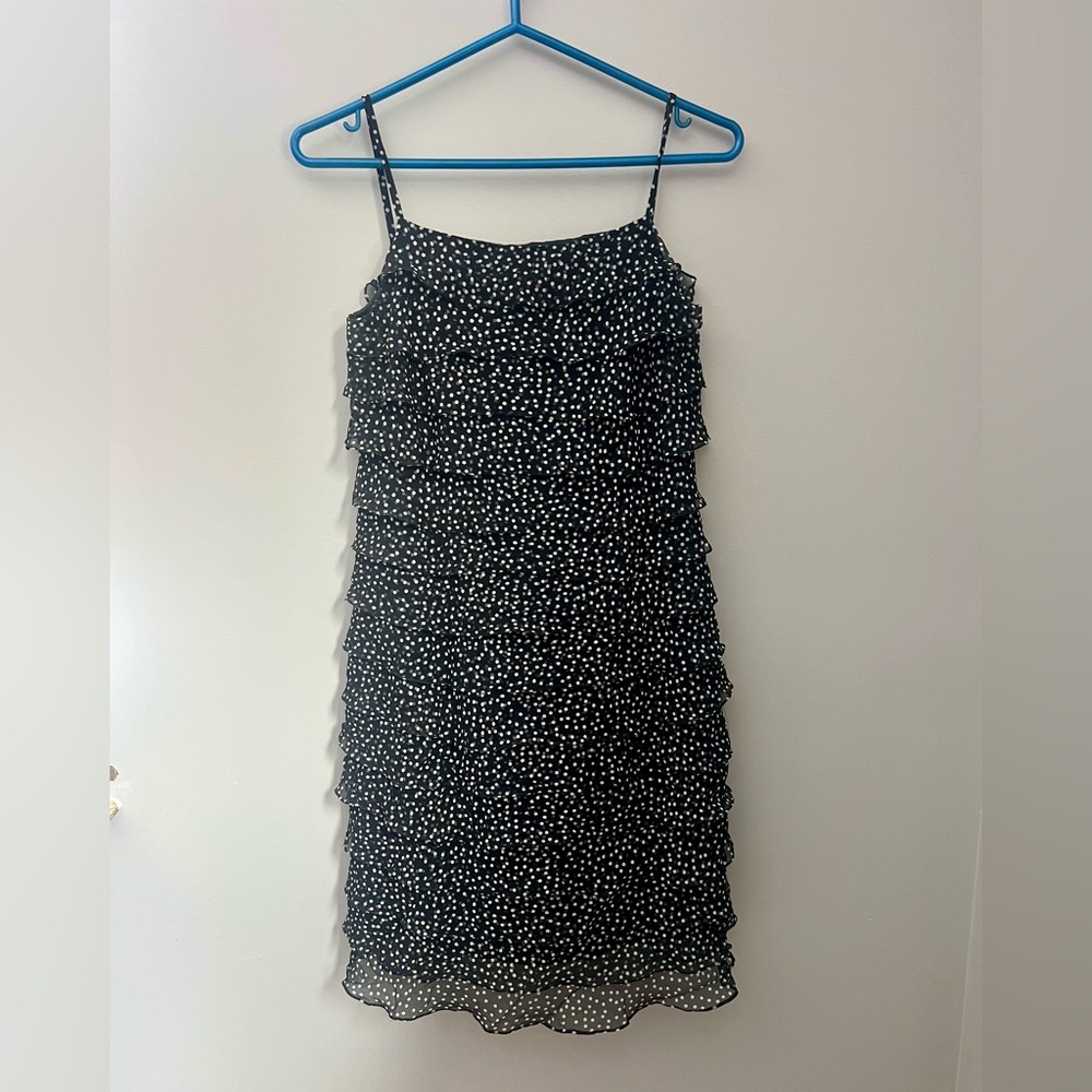 Talbots Petite Pure Silk Ruffle Layered Tiered Shift Dress